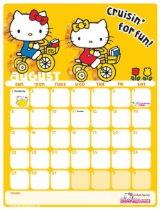Hello Kitty Calendrier Aout 2010 Hello Kitty Calendrier Aout 2010