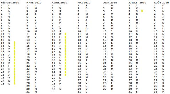 Calendrier scolaire congés 2009 2010 zone A Calendrier scolaire congés 2009 2010 zone A