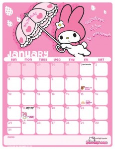 Calendrier hello kitty 2010 jolie pour les filles et noël