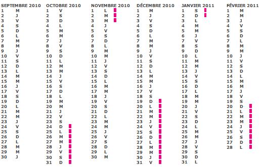 Calendrier scolaire 2010 2011 zone B Calendrier scolaire 2010 2011 zone B