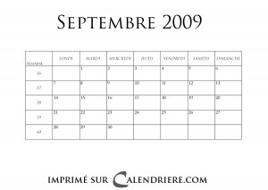 Calendrier 2018 gratuit Calendrier mensuel et gratuit pour septembre 2009