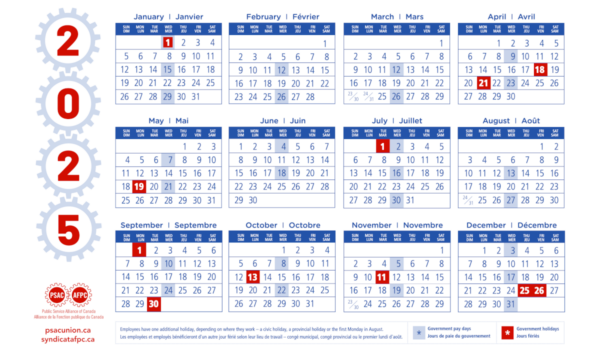 Calendrier 2025 fonction publique