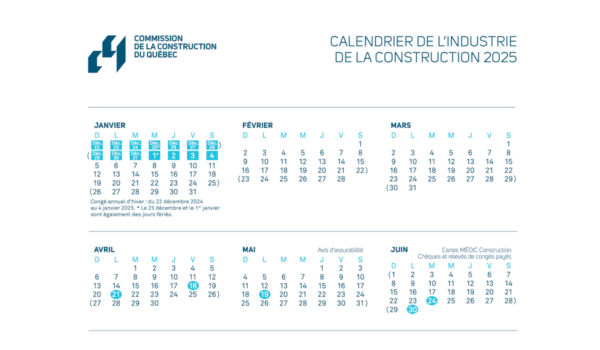 Calendrier CCQ 2025